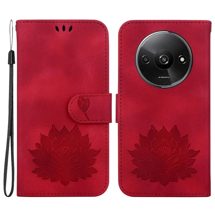 For Xiaomi Redmi A3 / Poco C61 4G Wallet Case Lotus Imprint Leather Phone Cover