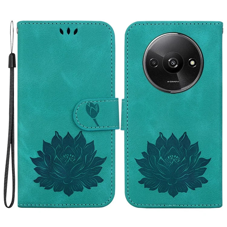 For Xiaomi Redmi A3 / Poco C61 4G Wallet Case Lotus Imprint Leather Phone Cover
