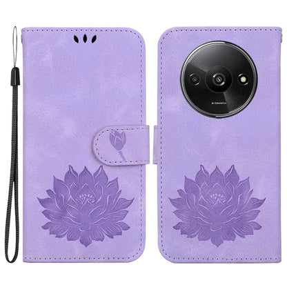 For Xiaomi Redmi A3 / Poco C61 4G Wallet Case Lotus Imprint Leather Phone Cover