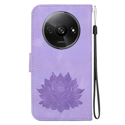 For Xiaomi Redmi A3 / Poco C61 4G Wallet Case Lotus Imprint Leather Phone Cover
