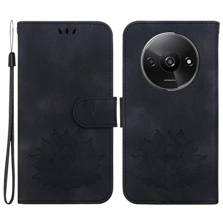 For Xiaomi Redmi A3 / Poco C61 4G Wallet Case Lotus Imprint Leather Phone Cover