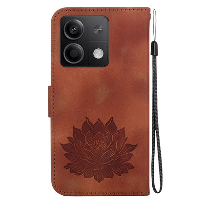 For Xiaomi Redmi Note 13 5G Case Lotus Imprint Leather Wallet Phone Cover