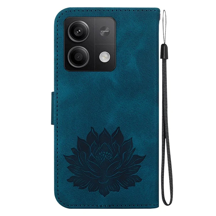 For Xiaomi Redmi Note 13 5G Case Lotus Imprint Leather Wallet Phone Cover
