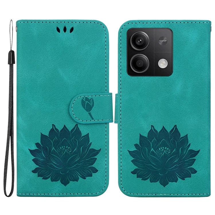 For Xiaomi Redmi Note 13 5G Case Lotus Imprint Leather Wallet Phone Cover