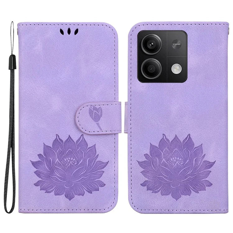 For Xiaomi Redmi Note 13 5G Case Lotus Imprint Leather Wallet Phone Cover