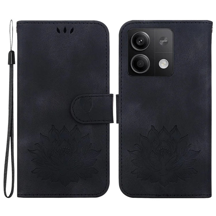 For Xiaomi Redmi Note 13 5G Case Lotus Imprint Leather Wallet Phone Cover