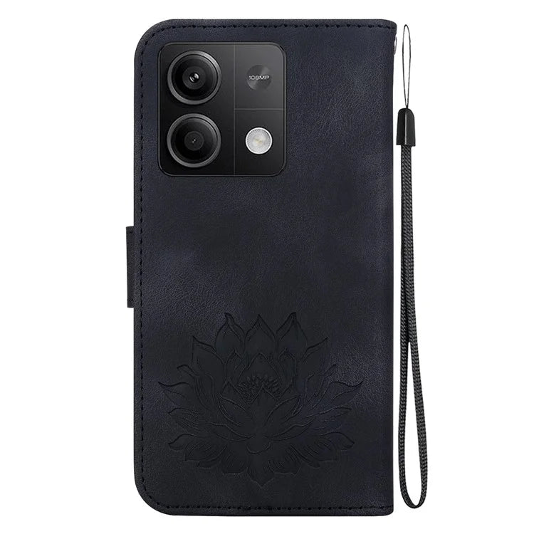 For Xiaomi Redmi Note 13 5G Case Lotus Imprint Leather Wallet Phone Cover