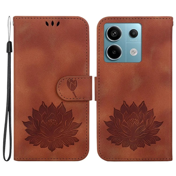For Xiaomi Redmi Note 13 Pro 5G / Poco X6 5G Case Flip Protective Leather Phone Cover Lotus Imprinted