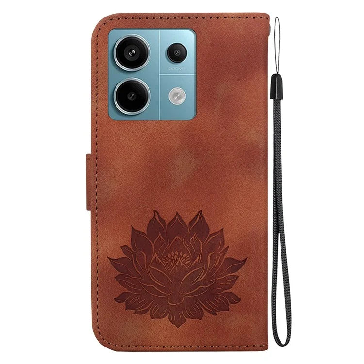 For Xiaomi Redmi Note 13 Pro 5G / Poco X6 5G Case Flip Protective Leather Phone Cover Lotus Imprinted