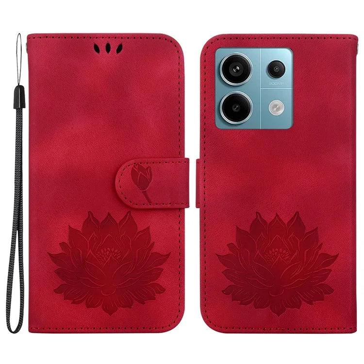 For Xiaomi Redmi Note 13 Pro 5G / Poco X6 5G Case Flip Protective Leather Phone Cover Lotus Imprinted