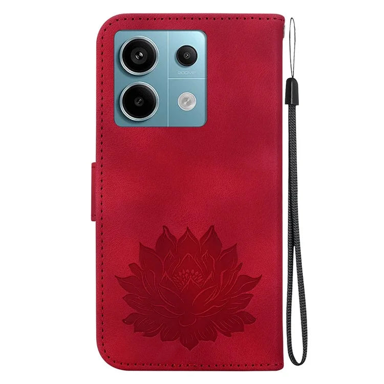 For Xiaomi Redmi Note 13 Pro 5G / Poco X6 5G Case Flip Protective Leather Phone Cover Lotus Imprinted