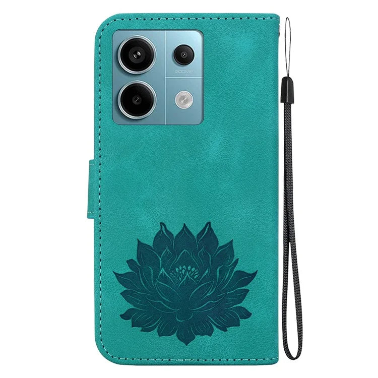 For Xiaomi Redmi Note 13 Pro 5G / Poco X6 5G Case Flip Protective Leather Phone Cover Lotus Imprinted