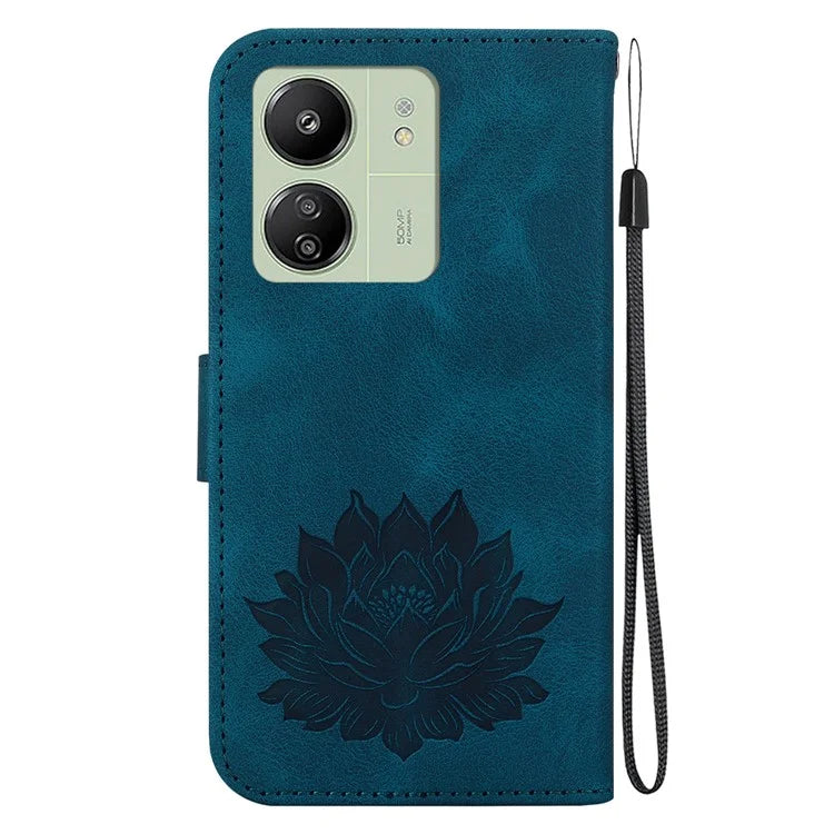 For Xiaomi Redmi 13C 4G / 5G / 13R 5G / Poco M6 5G / C65 4G Case Leather Lotus Stand Phone Cover