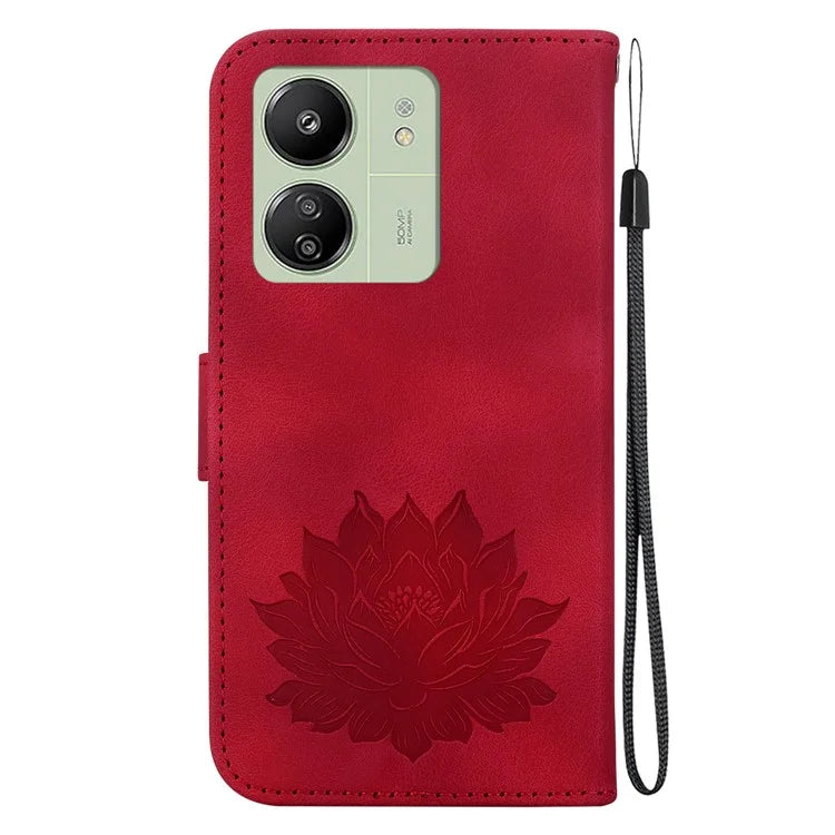 For Xiaomi Redmi 13C 4G / 5G / 13R 5G / Poco M6 5G / C65 4G Case Leather Lotus Stand Phone Cover