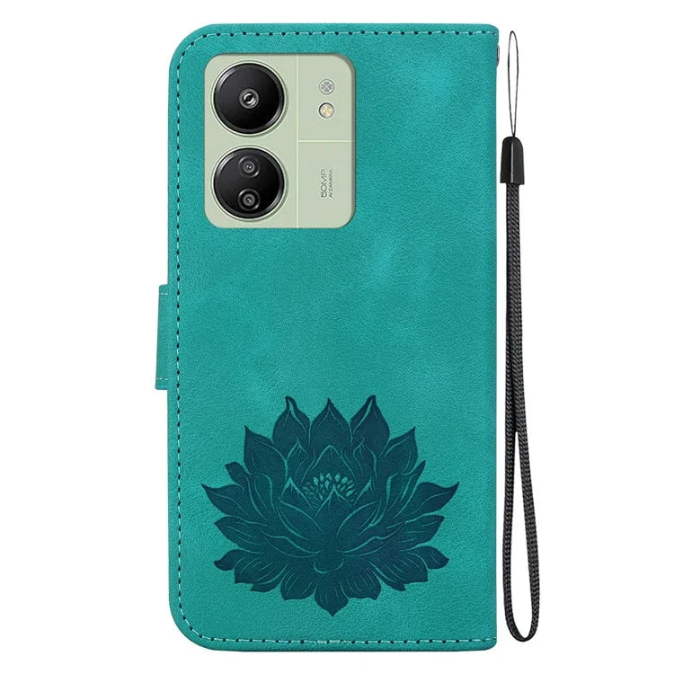 For Xiaomi Redmi 13C 4G / 5G / 13R 5G / Poco M6 5G / C65 4G Case Leather Lotus Stand Phone Cover