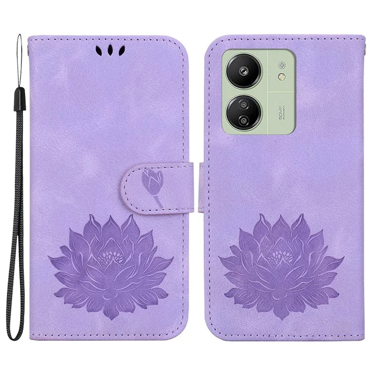 For Xiaomi Redmi 13C 4G / 5G / 13R 5G / Poco M6 5G / C65 4G Case Leather Lotus Stand Phone Cover
