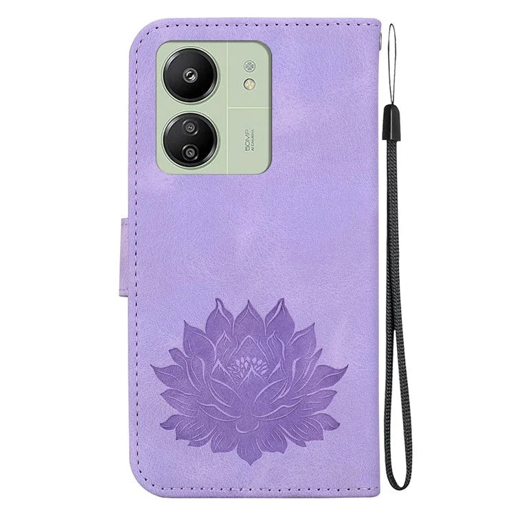 For Xiaomi Redmi 13C 4G / 5G / 13R 5G / Poco M6 5G / C65 4G Case Leather Lotus Stand Phone Cover