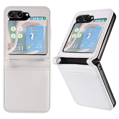 For Samsung Galaxy Z Flip6 5G Case Litchi Texture PU Leather + PC Card Slot Phone Cover