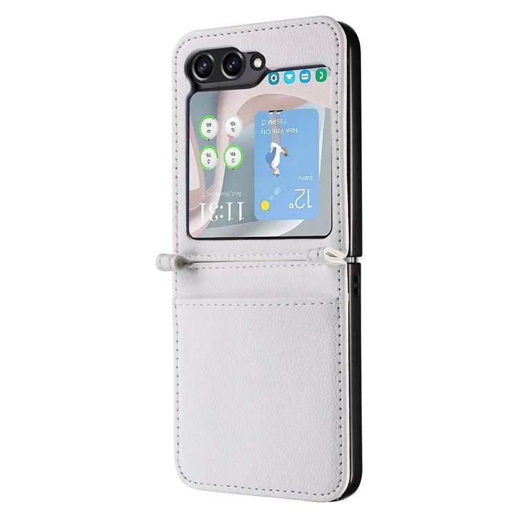 For Samsung Galaxy Z Flip6 5G Case Litchi Texture PU Leather + PC Card Slot Phone Cover