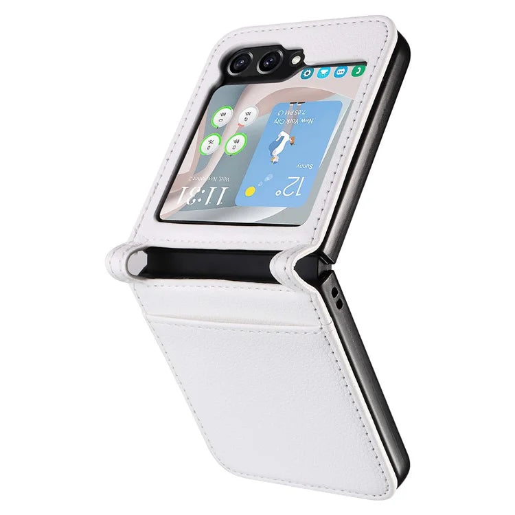 For Samsung Galaxy Z Flip6 5G Case Litchi Texture PU Leather + PC Card Slot Phone Cover