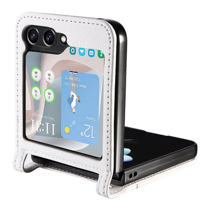 For Samsung Galaxy Z Flip6 5G Case Litchi Texture PU Leather + PC Card Slot Phone Cover
