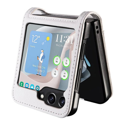 For Samsung Galaxy Z Flip6 5G Case Litchi Texture PU Leather + PC Card Slot Phone Cover
