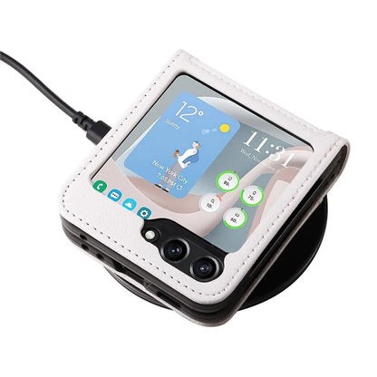 For Samsung Galaxy Z Flip6 5G Case Litchi Texture PU Leather + PC Card Slot Phone Cover