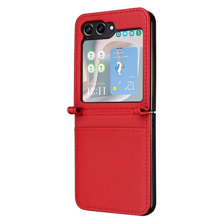 For Samsung Galaxy Z Flip6 5G Case Litchi Texture PU Leather + PC Card Slot Phone Cover