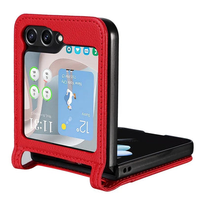 For Samsung Galaxy Z Flip6 5G Case Litchi Texture PU Leather + PC Card Slot Phone Cover