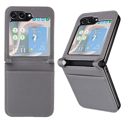 For Samsung Galaxy Z Flip6 5G Case Litchi Texture PU Leather + PC Card Slot Phone Cover