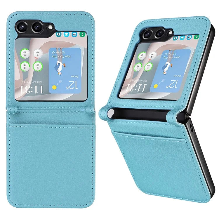 For Samsung Galaxy Z Flip6 5G Case Litchi Texture PU Leather + PC Card Slot Phone Cover
