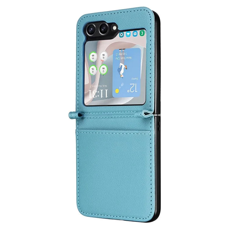 For Samsung Galaxy Z Flip6 5G Case Litchi Texture PU Leather + PC Card Slot Phone Cover