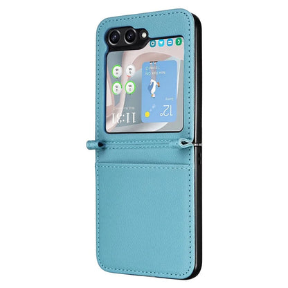 For Samsung Galaxy Z Flip6 5G Case Litchi Texture PU Leather + PC Card Slot Phone Cover