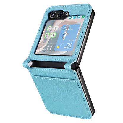 For Samsung Galaxy Z Flip6 5G Case Litchi Texture PU Leather + PC Card Slot Phone Cover
