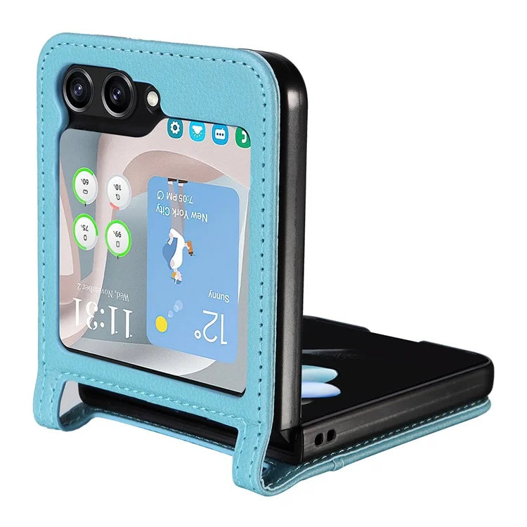 For Samsung Galaxy Z Flip6 5G Case Litchi Texture PU Leather + PC Card Slot Phone Cover