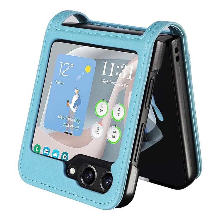 For Samsung Galaxy Z Flip6 5G Case Litchi Texture PU Leather + PC Card Slot Phone Cover