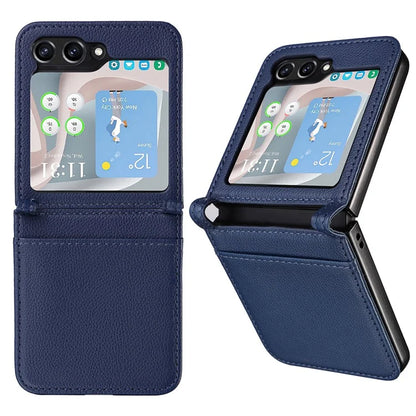 For Samsung Galaxy Z Flip6 5G Case Litchi Texture PU Leather + PC Card Slot Phone Cover