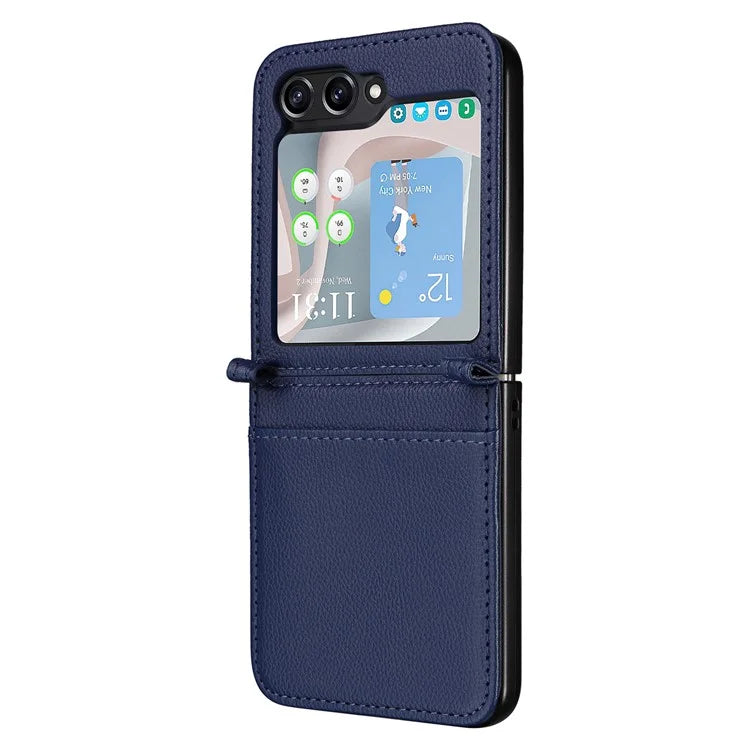 For Samsung Galaxy Z Flip6 5G Case Litchi Texture PU Leather + PC Card Slot Phone Cover