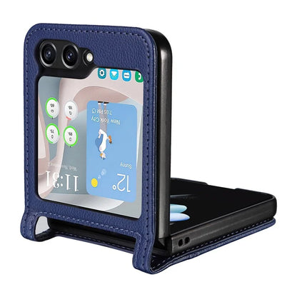 For Samsung Galaxy Z Flip6 5G Case Litchi Texture PU Leather + PC Card Slot Phone Cover
