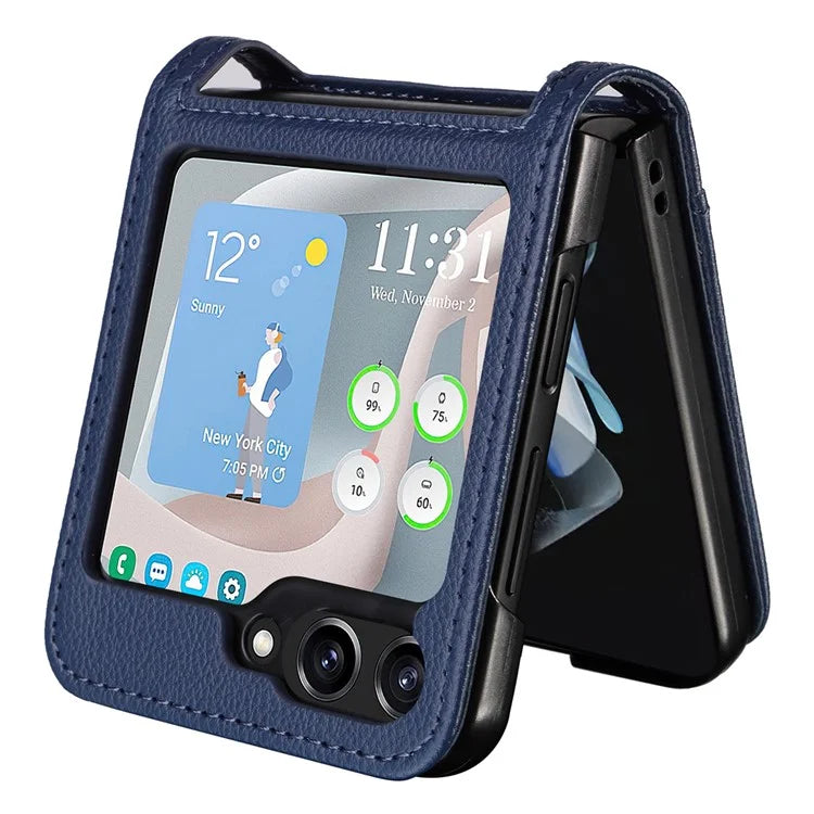 For Samsung Galaxy Z Flip6 5G Case Litchi Texture PU Leather + PC Card Slot Phone Cover