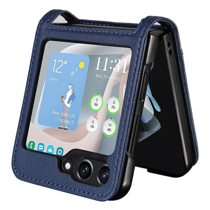 For Samsung Galaxy Z Flip6 5G Case Litchi Texture PU Leather + PC Card Slot Phone Cover
