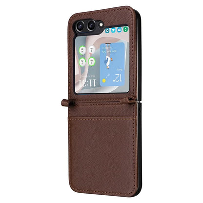 For Samsung Galaxy Z Flip6 5G Case Litchi Texture PU Leather + PC Card Slot Phone Cover