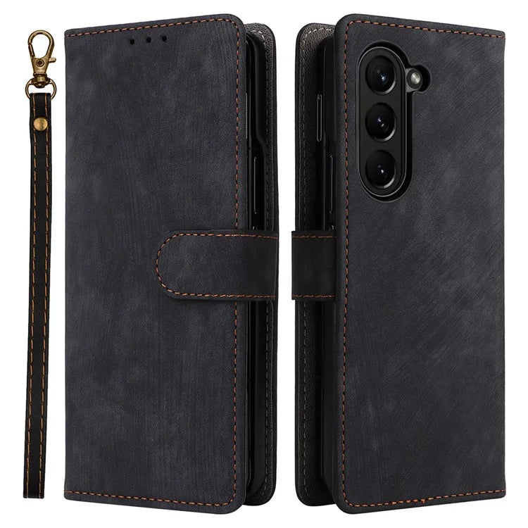 For Samsung Galaxy Z Fold6 5G Case RFID Blocking Leather Phone Cover Viewing Stand