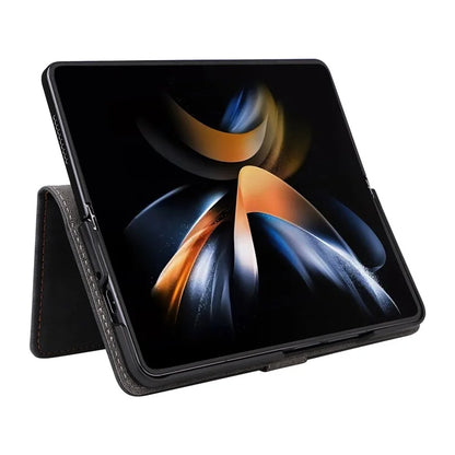 For Samsung Galaxy Z Fold6 5G Case RFID Blocking Leather Phone Cover Viewing Stand