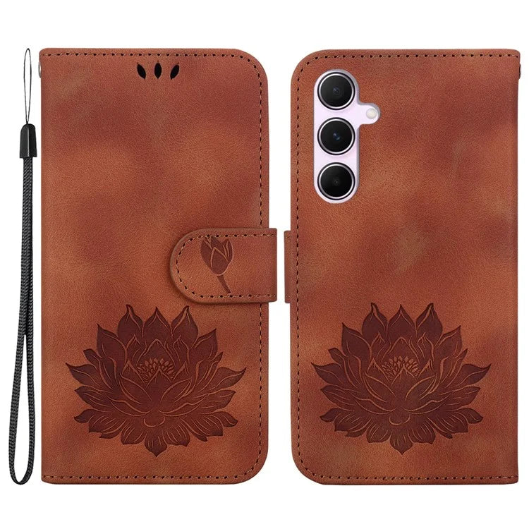 For Samsung Galaxy A55 5G Case Wallet Stand Lotus Pattern Leather Phone Cover