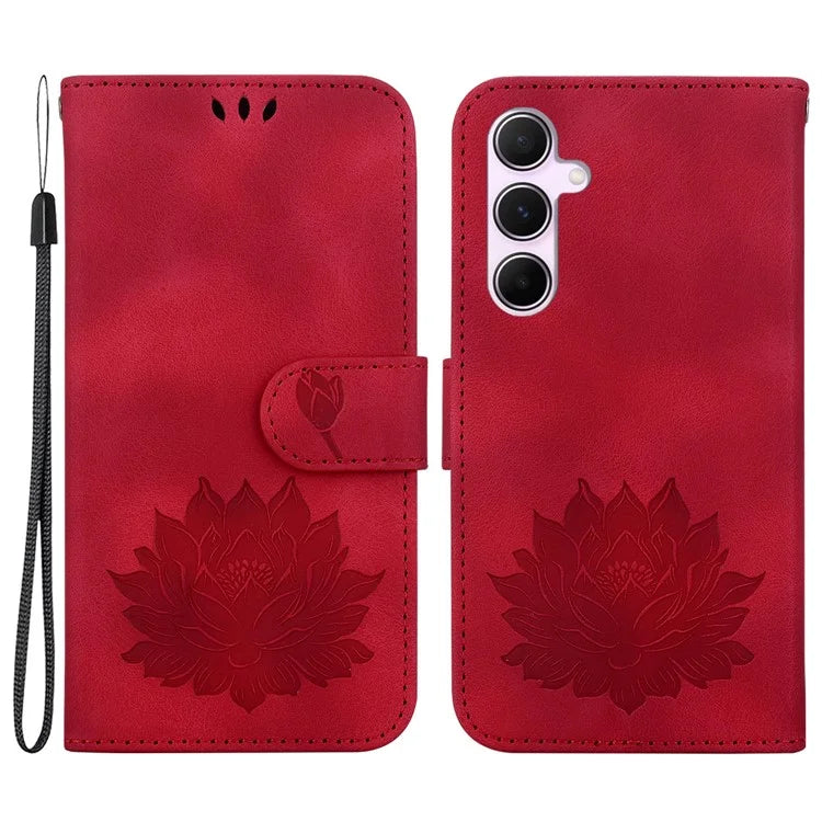 For Samsung Galaxy A55 5G Case Wallet Stand Lotus Pattern Leather Phone Cover