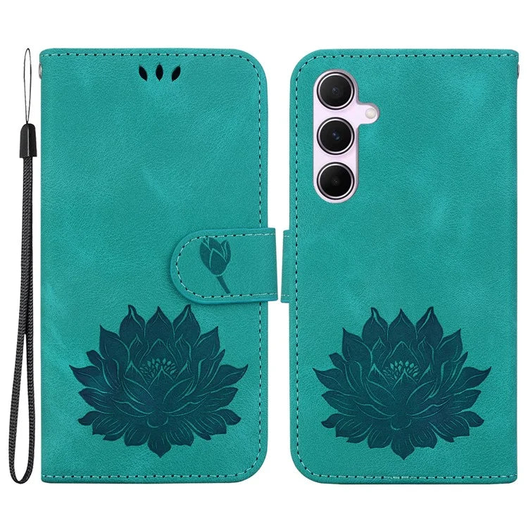 For Samsung Galaxy A55 5G Case Wallet Stand Lotus Pattern Leather Phone Cover