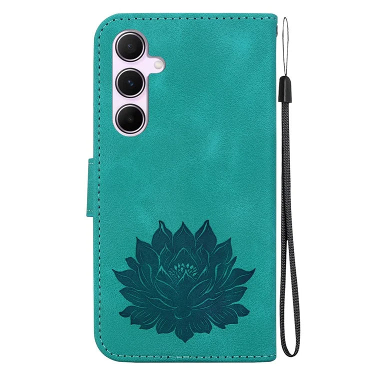 For Samsung Galaxy A55 5G Case Wallet Stand Lotus Pattern Leather Phone Cover