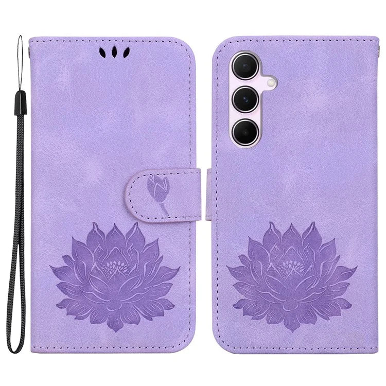 For Samsung Galaxy A55 5G Case Wallet Stand Lotus Pattern Leather Phone Cover
