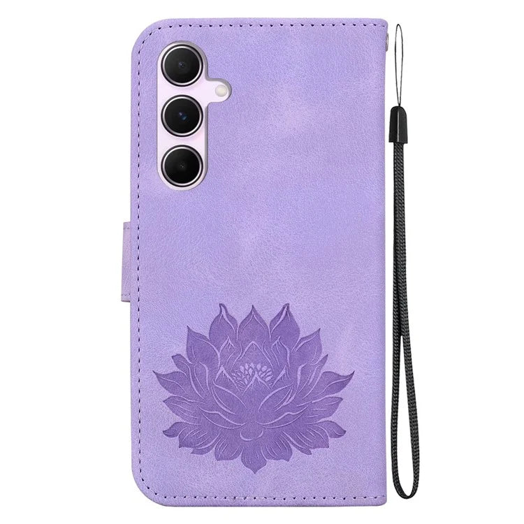 For Samsung Galaxy A55 5G Case Wallet Stand Lotus Pattern Leather Phone Cover
